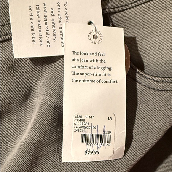 NWT LANE BRYANT Sz 18 Jegging High-Rise 3-Button Slim Flex Magic Waistband Grey - Picture 10 of 11